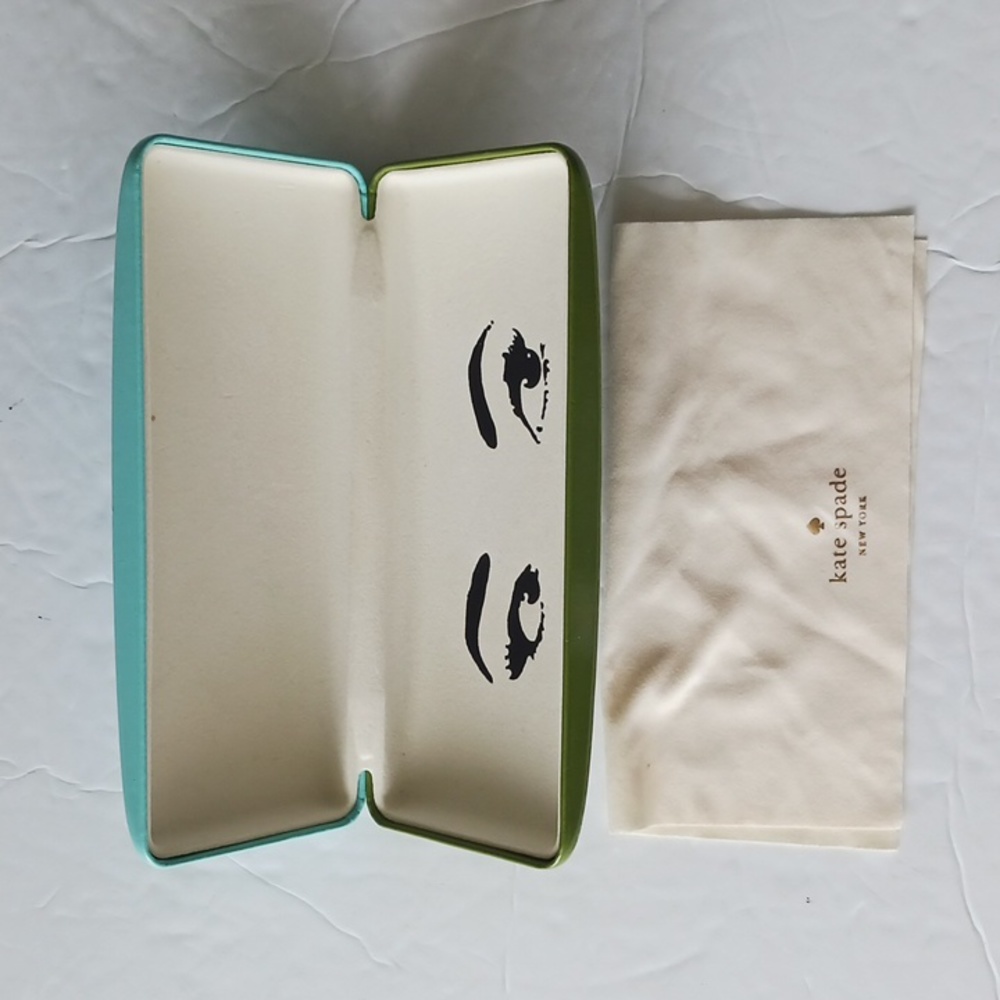 Kate Spade ♠️ New York eyeglasses sunglasses hard case & cleaning blue green